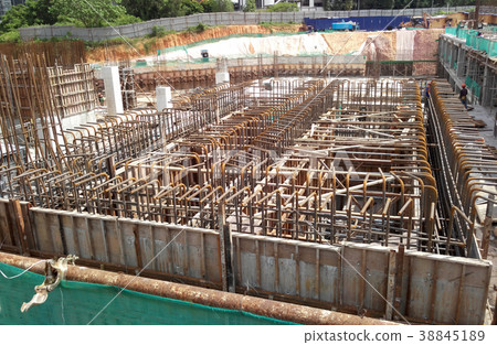Construction workers fabricated timber form work 38845189