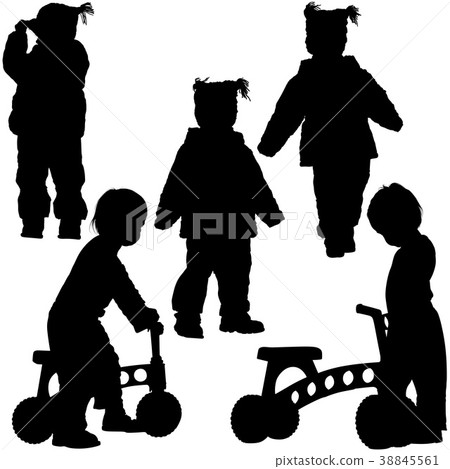 Playing Children Silhouettes 38845561