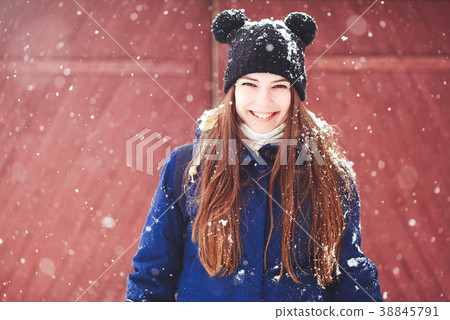 Winter portrait of a young woman. Winter portrait of a young woman. 38845791