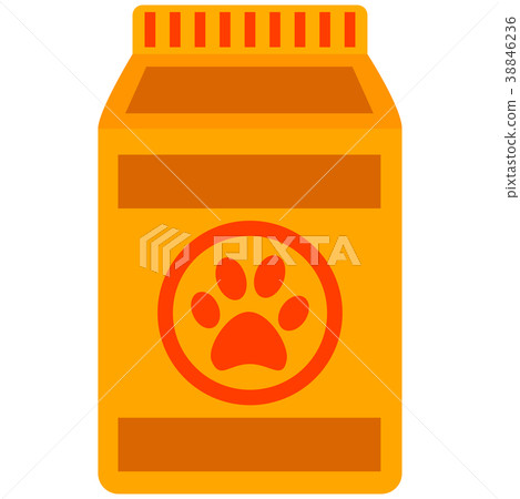 Colorful cartoon pet food bag icon poster Colorful cartoon pet food bag icon poster 38846236