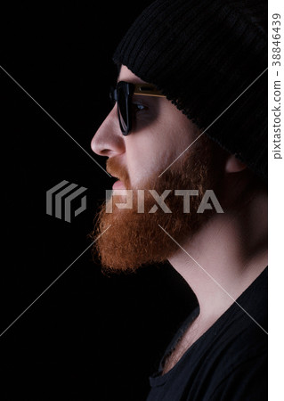 bearded man in sunglasses and hat bearded man in sunglasses and hat 38846439