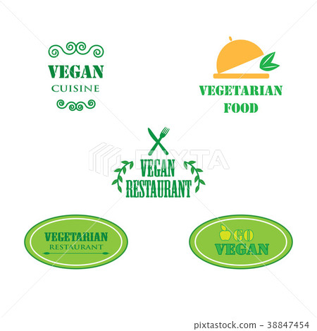 Set of labels company vegan vegetarian healthy Set of labels company vegan vegetarian healthy 38847454