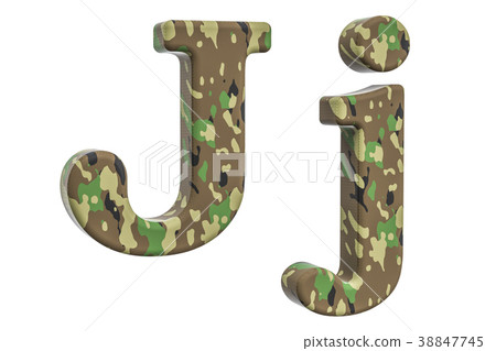 Camouflage army letter J, 3D rendering 38847745