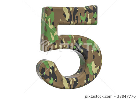 Camouflage army number 5, 3D rendering 38847770