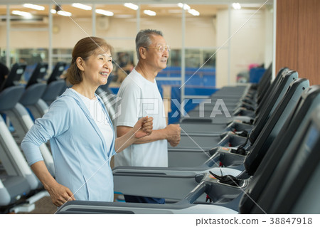 Senior running machine gym training image 38847918