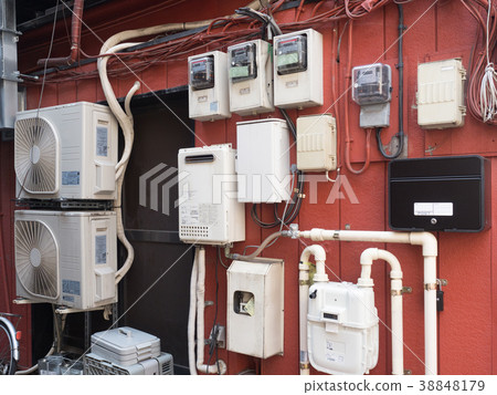 Many meters installed on the wall 38848179