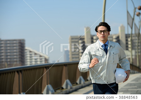 Businessman Running worker Construction business image 38848563