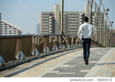 Businessman Running worker Construction business image 38848572