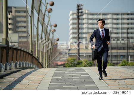 Businessman run blue sky business image 38849044