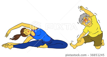 做飲食瑜伽的少婦和老人 38851245