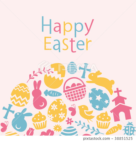 Round card with easter flat icon 38851525