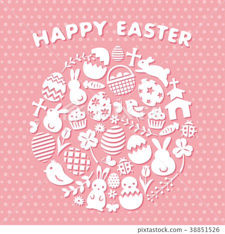 圓卡與復活節平面圖標 38851526