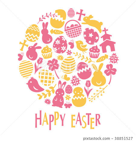 Round card with easter flat icon 38851527