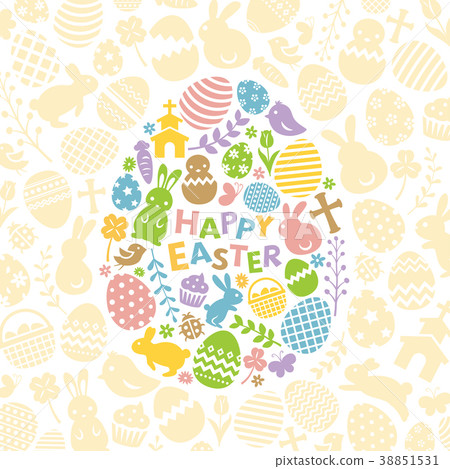 Egg shaped card with easter flat icon 38851531
