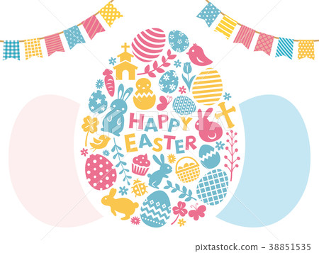 Egg shaped card with easter flat icon 38851535