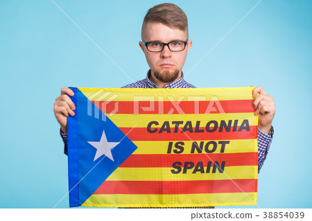 Man with pro-independence flag. Referendum For The 38854039