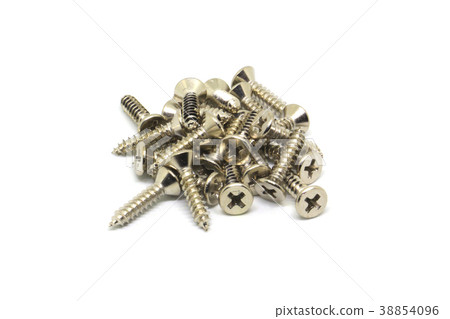 Screws for construction on a white background, met 38854096