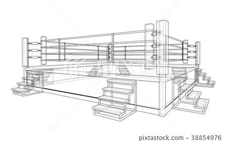 Boxing ring isolated on white background 38854976