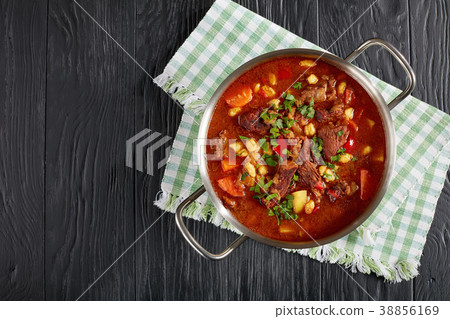 hot hungarian goulash in a pot 38856169