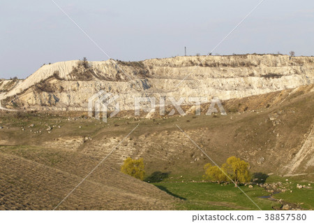 Landscape with beautiful view of limestone quarry. 38857580