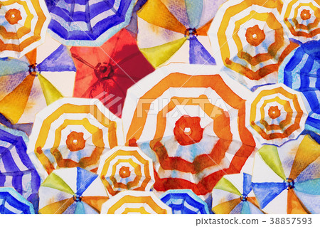 Multi colored umbrella, painting watercolor Top. 38857593