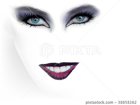 Woman Fashion Eyes Makeup and Red Lips Woman Fashion Eyes Makeup and Red Lips 38858162