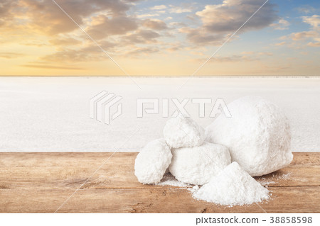 salt and scoop on table 38858598