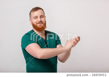 red beard man on gray background. red beard man on gray background. 38859451