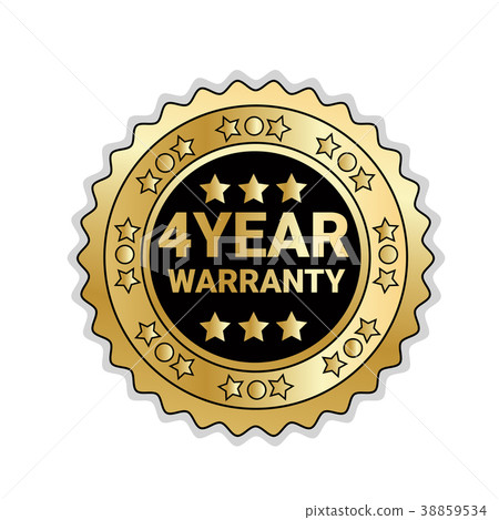 Golden Medal With 4 Year Of Warranty Sign Isolated 38859534