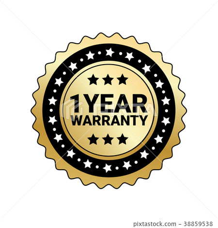 1 Year Warranty Sign Isolated Golden Mark Icon 38859538