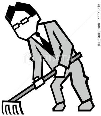 Businessman plowing field 38859816