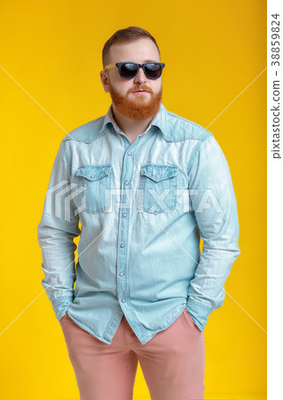 beard man in sunglasses and denim shirt beard man in sunglasses and denim shirt 38859824