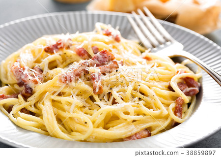 Carbonara pasta, spaghetti with pancetta Carbonara pasta, spaghetti with pancetta 38859897
