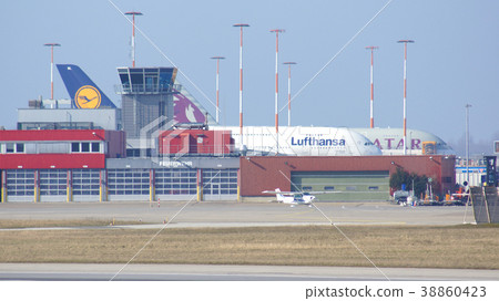 HAMBURG, GERMANY - MARCH 9th, 2014: Airbus A380 HAMBURG, GERMANY - MARCH 9th, 2014: Airbus A380 38860423