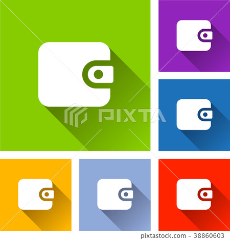 wallet icons with long shadow 38860603