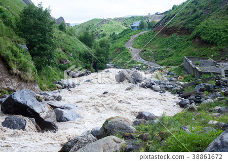 violent streams of a mountain river 38861672