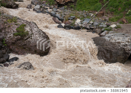 violent streams of a mountain river violent streams of a mountain river 38861945