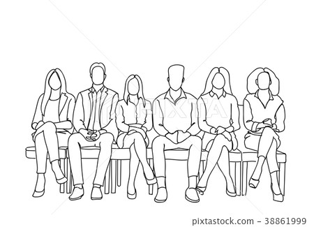 Group Of Business People Sitting In Line Waiting 38861999