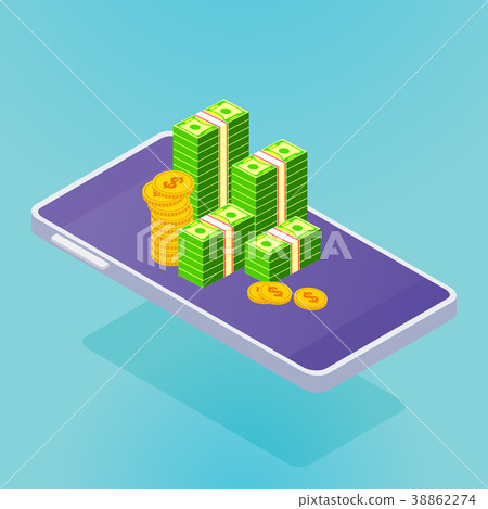 isometric smartphone with money isometric smartphone with money 38862274