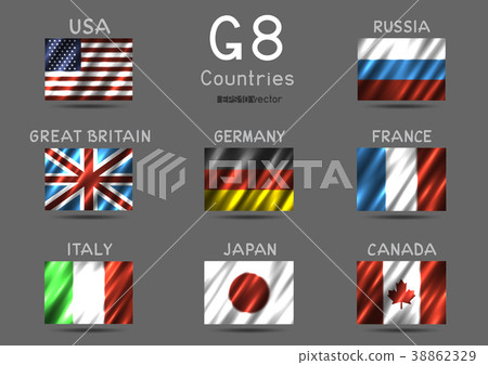 G8 National flag icon set 38862329