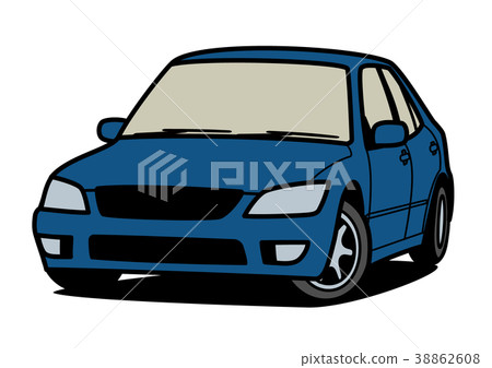 Domestic sporty sedan blue car illustration 38862608
