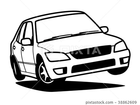 Domestic sporty sedan coloring book style car illustration jump 38862609