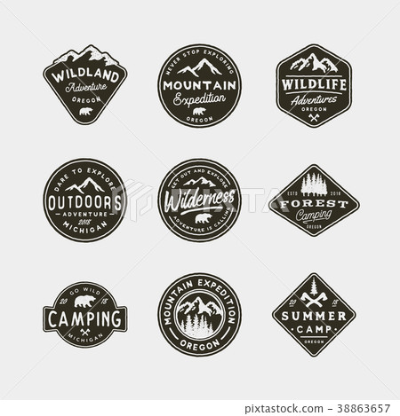 set of vintage wilderness logos. hand drawn retro set of vintage wilderness logos. hand drawn retro 38863657