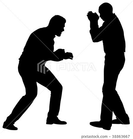 Black silhouette of an athlete boxer on a white 38863667