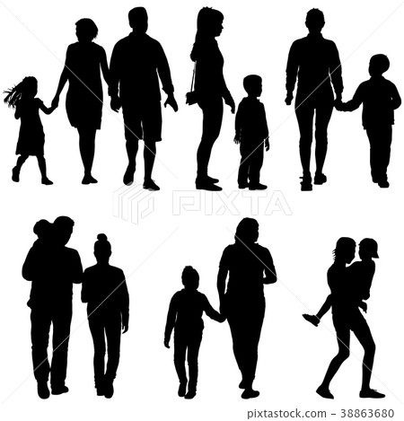 Set silhouette of happy family on white background Set silhouette of happy family on white background 38863680