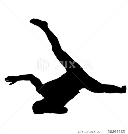 Black Silhouettes breakdancer on white background Black Silhouettes breakdancer on white background 38863685