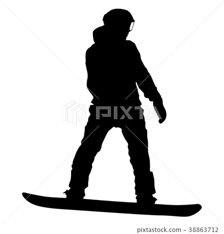 Black silhouettes snowboarders on white Black silhouettes snowboarders on white 38863712
