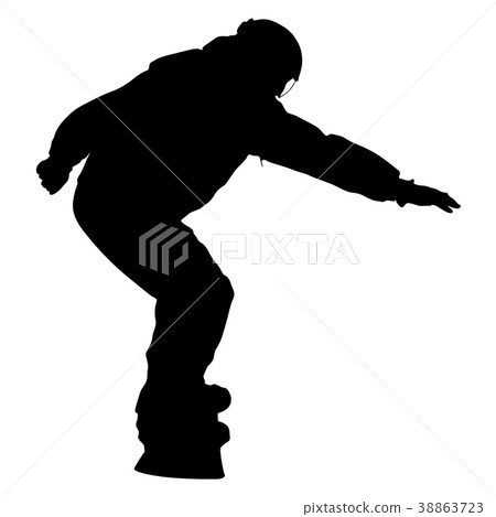Black silhouettes snowboarders on white 38863723