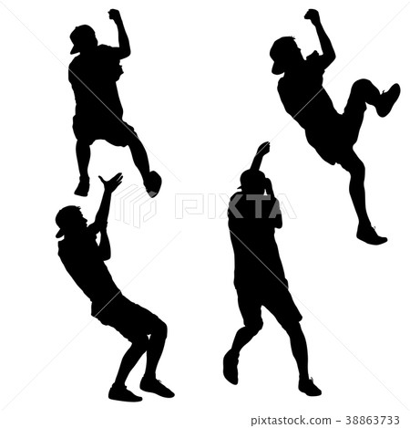Black set silhouette Mountain climber climbing 38863733