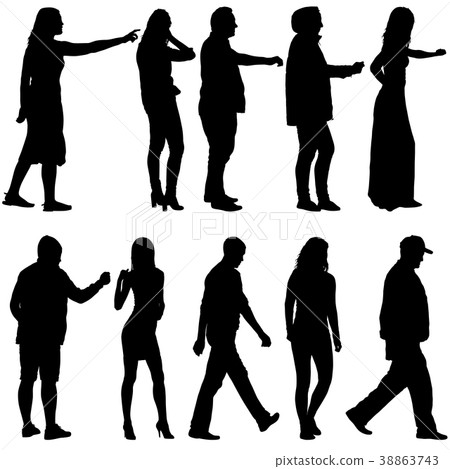 Set silhouette of People walking on White Set silhouette of People walking on White 38863743